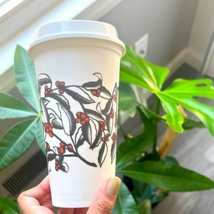 Fall Themed Starbucks Reusable Plastic Cups 16oz Grande Holiday Theme With Lid